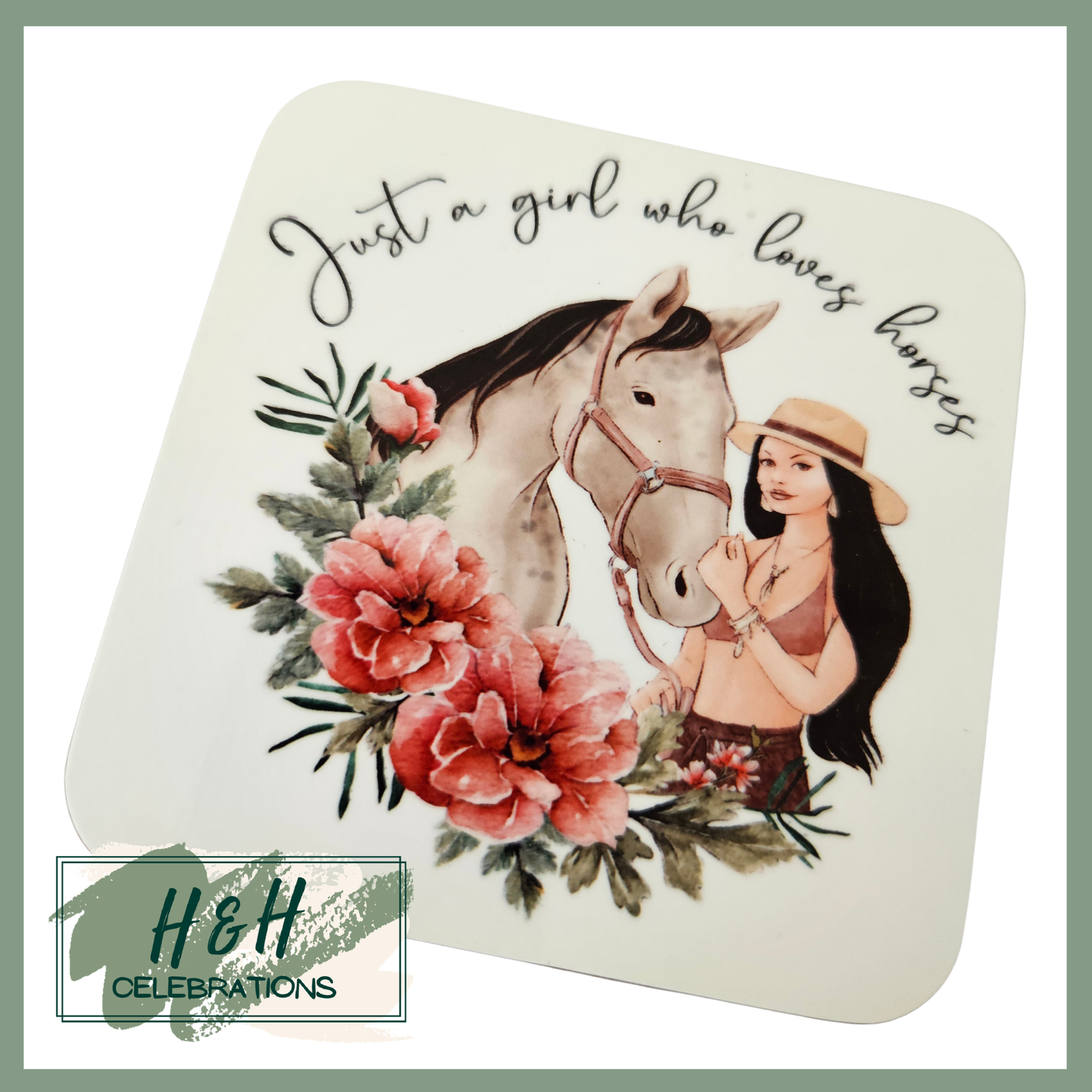 Just A Girl Who Loves Horses MDF Coaster - Design 2
