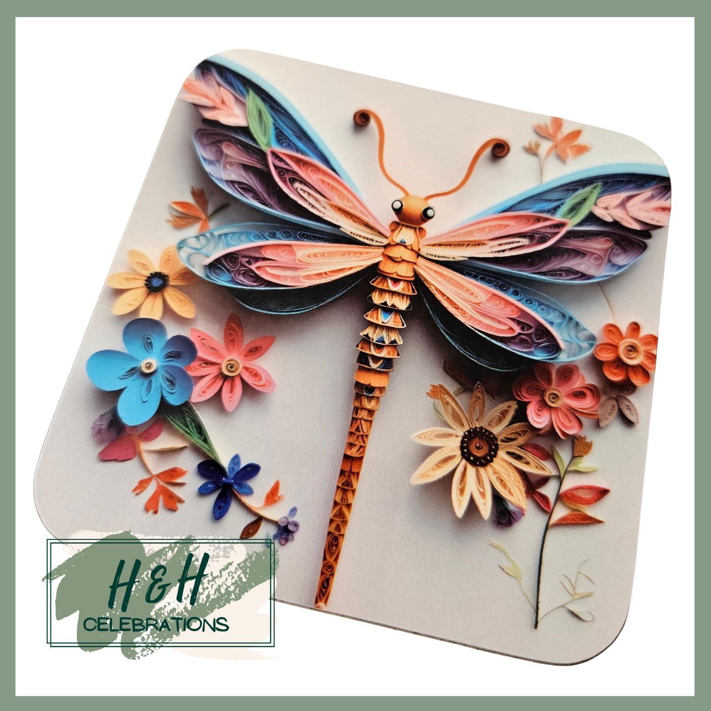 Paper Quill Dragonfly MDF Coaster