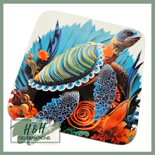 Paper Quill Turtle MDF Coaster