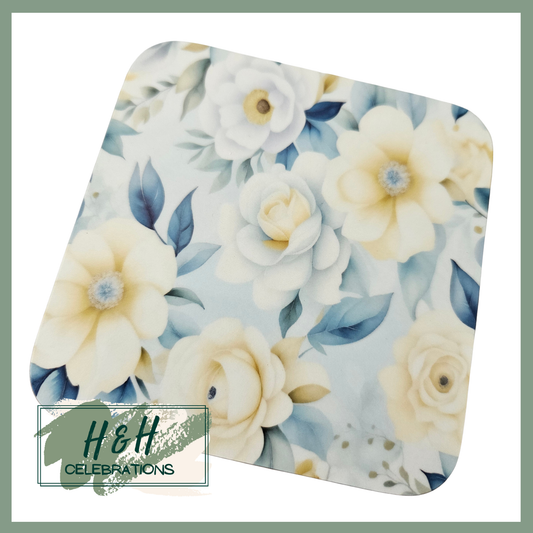 Pastel Flowers MDF Coaster - Design 1