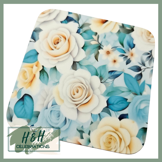 Pastel Flowers MDF Coaster - Design 2