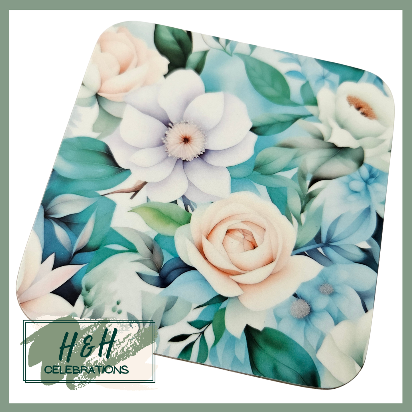 Pastel Flowers MDF Coaster - Design 3