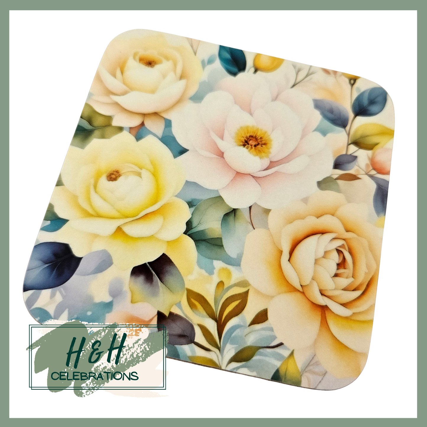 Pastel Flowers MDF Coaster - Design 4
