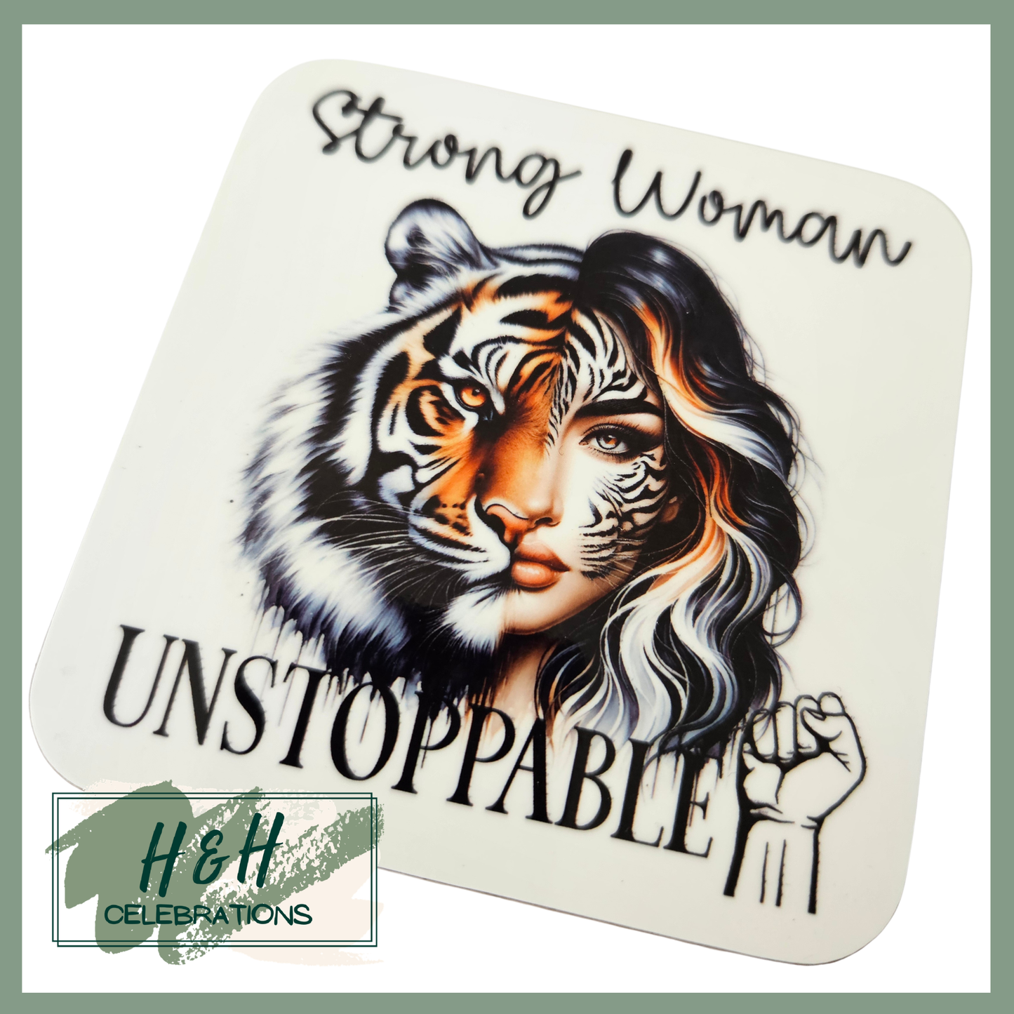 Strong Woman Unstoppable Tiger MDF Coaster