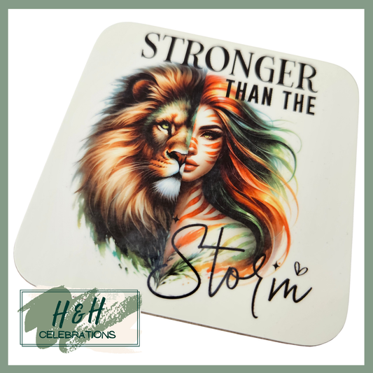 Stronger Than The Storm Lion MDF Coaster