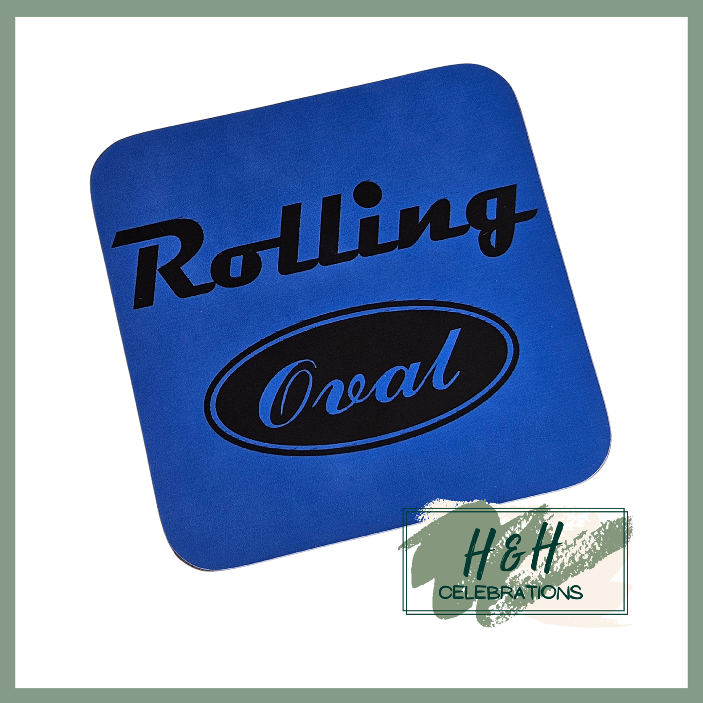 Rolling Oval Mdf Coaster - Dark Blue