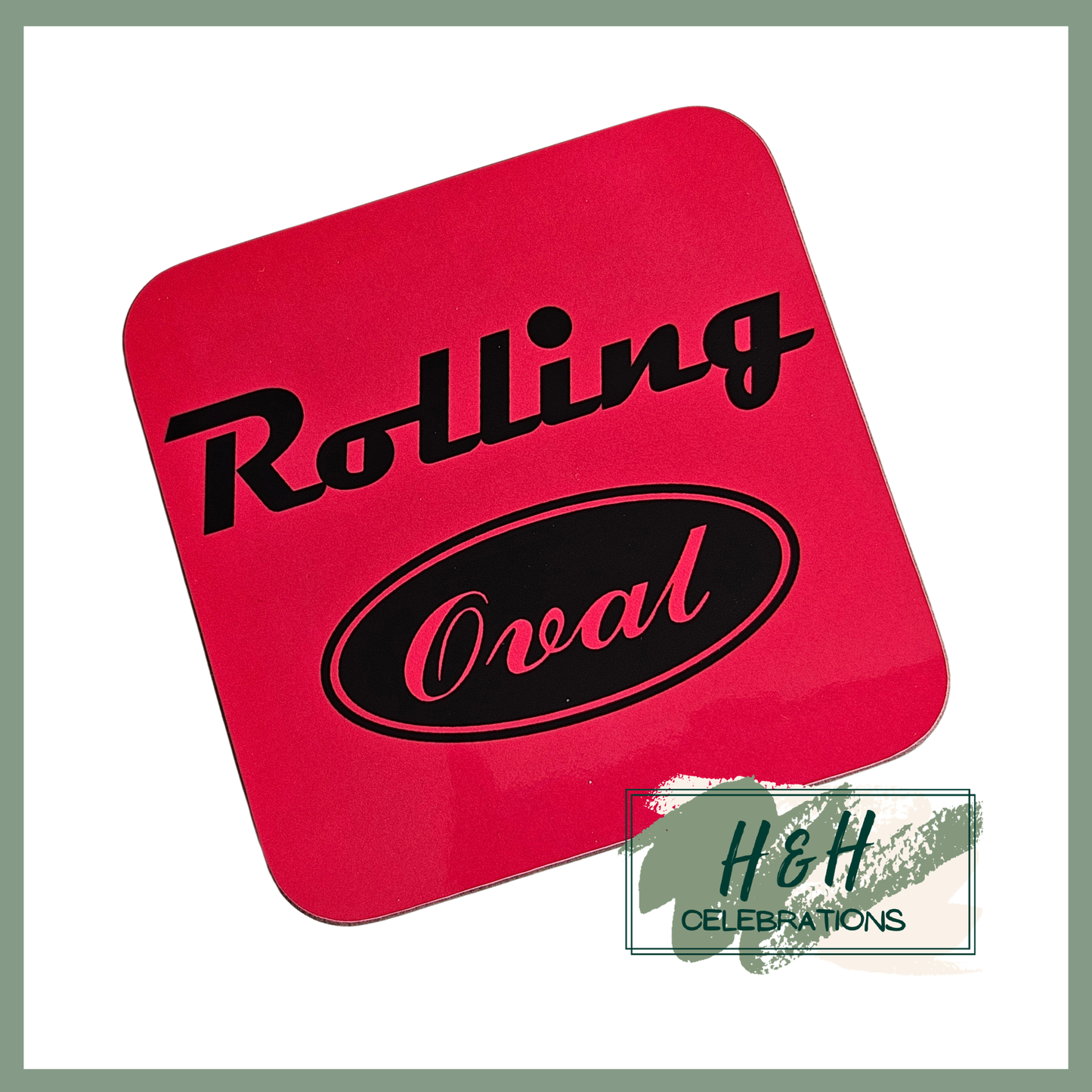 Rolling Oval Mdf Coaster - Hot Pink