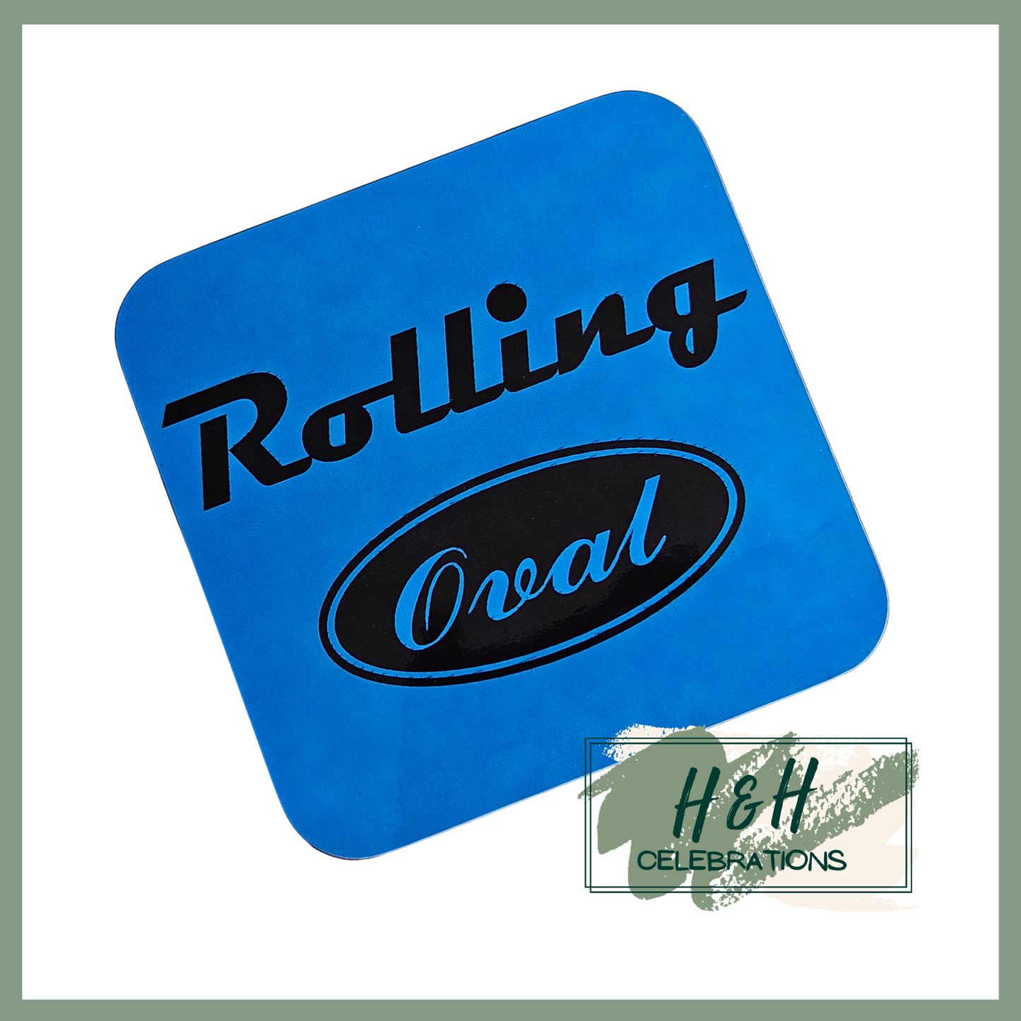 Rolling Oval Mdf Coaster - Light Blue