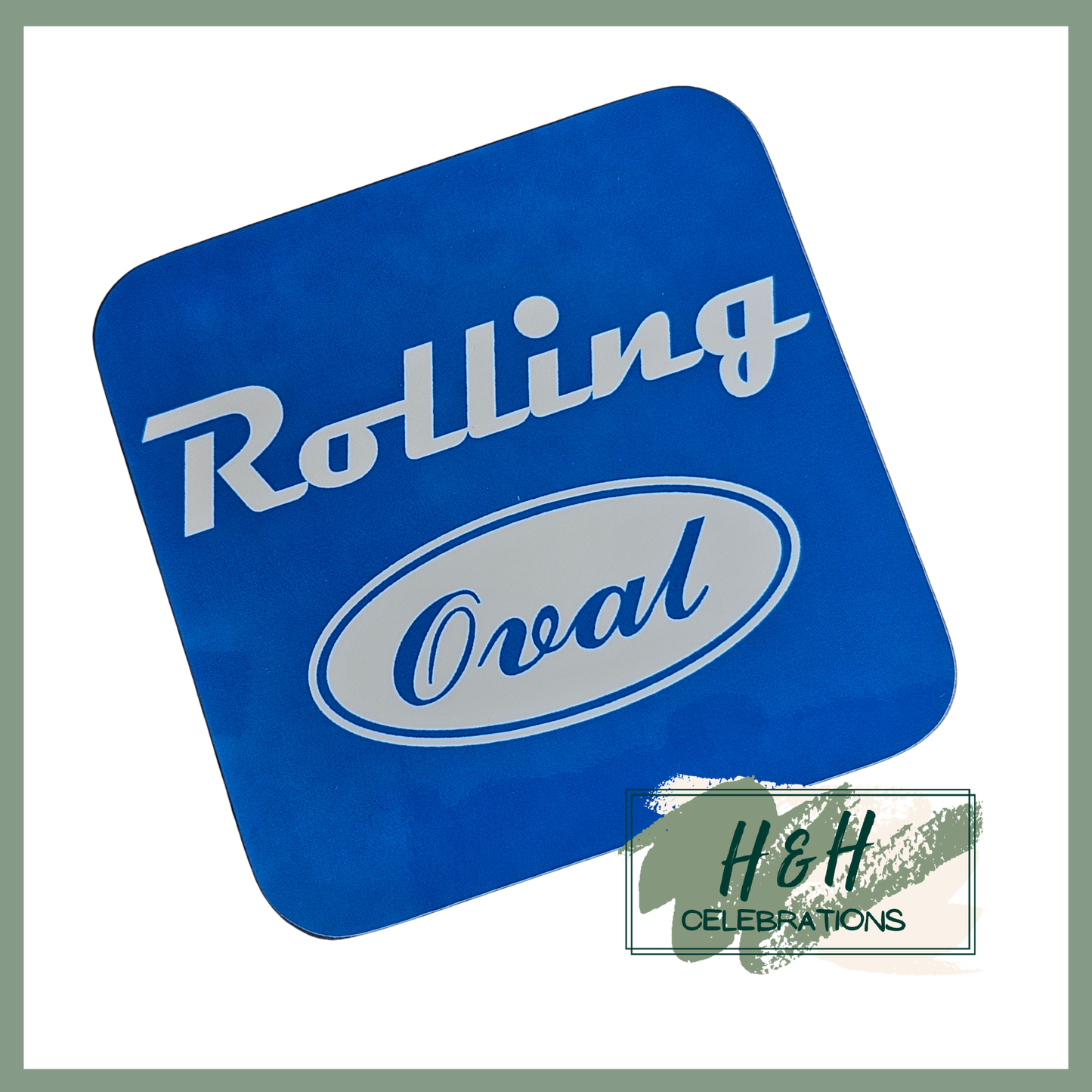 Rolling Oval Mdf Coaster - Light Blue
