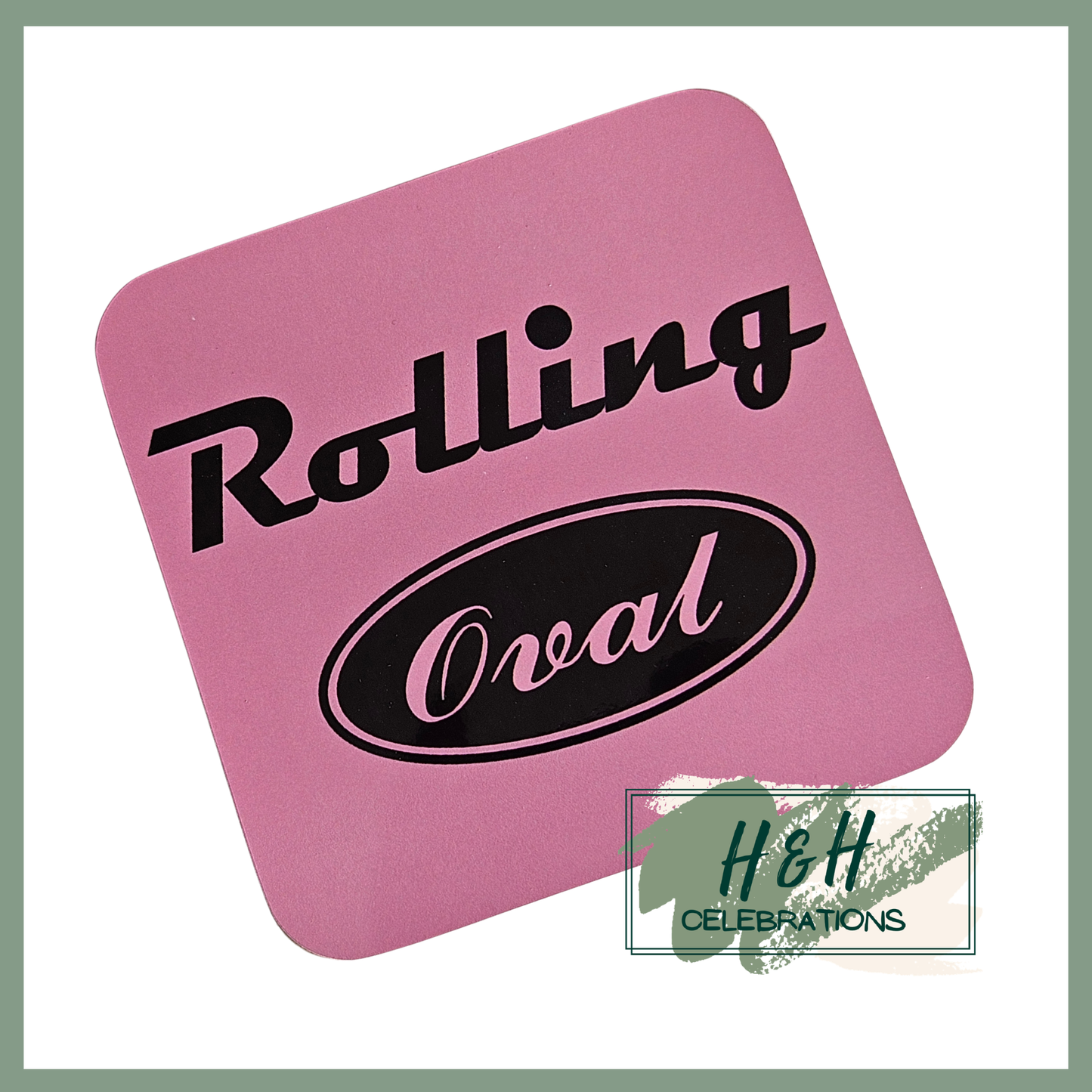 Rolling Oval Mdf Coaster - Pale Pink