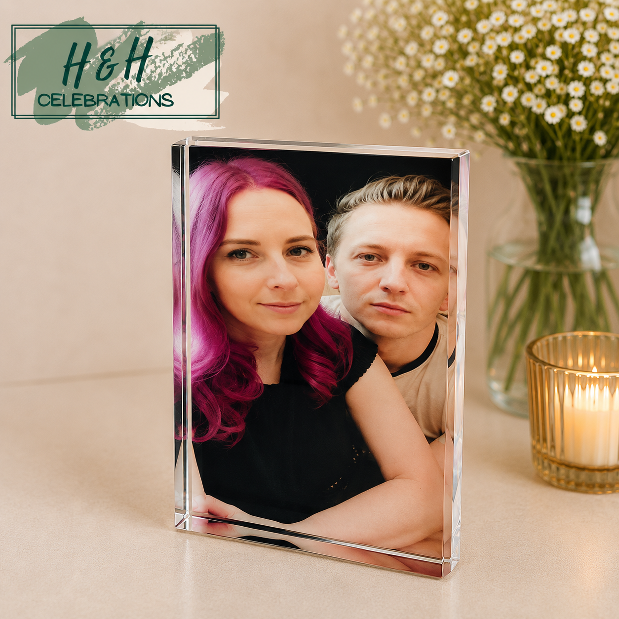 Personalised Crystal Glass Photo Block