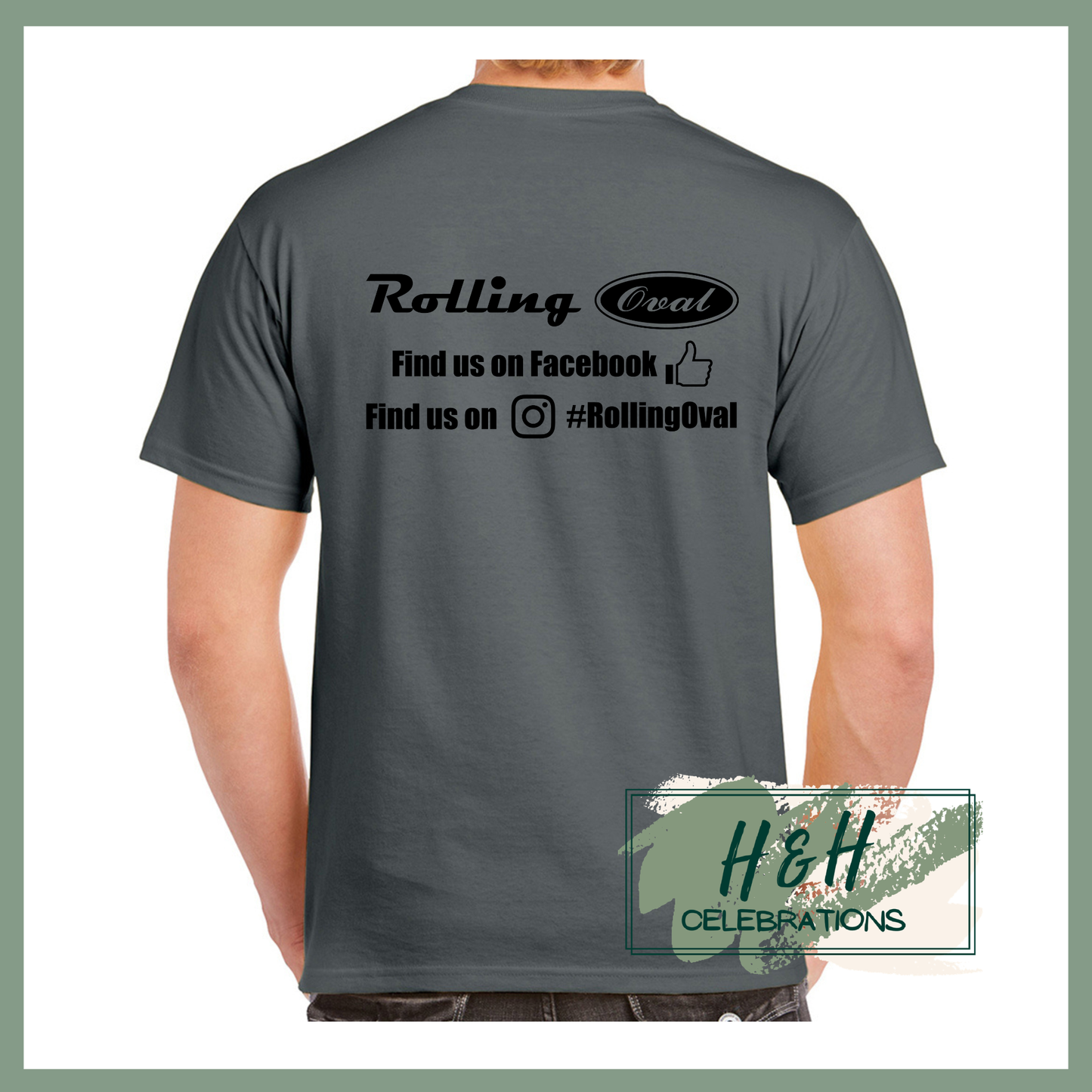 Rolling Oval T-Shirt For Adults - Charcoal