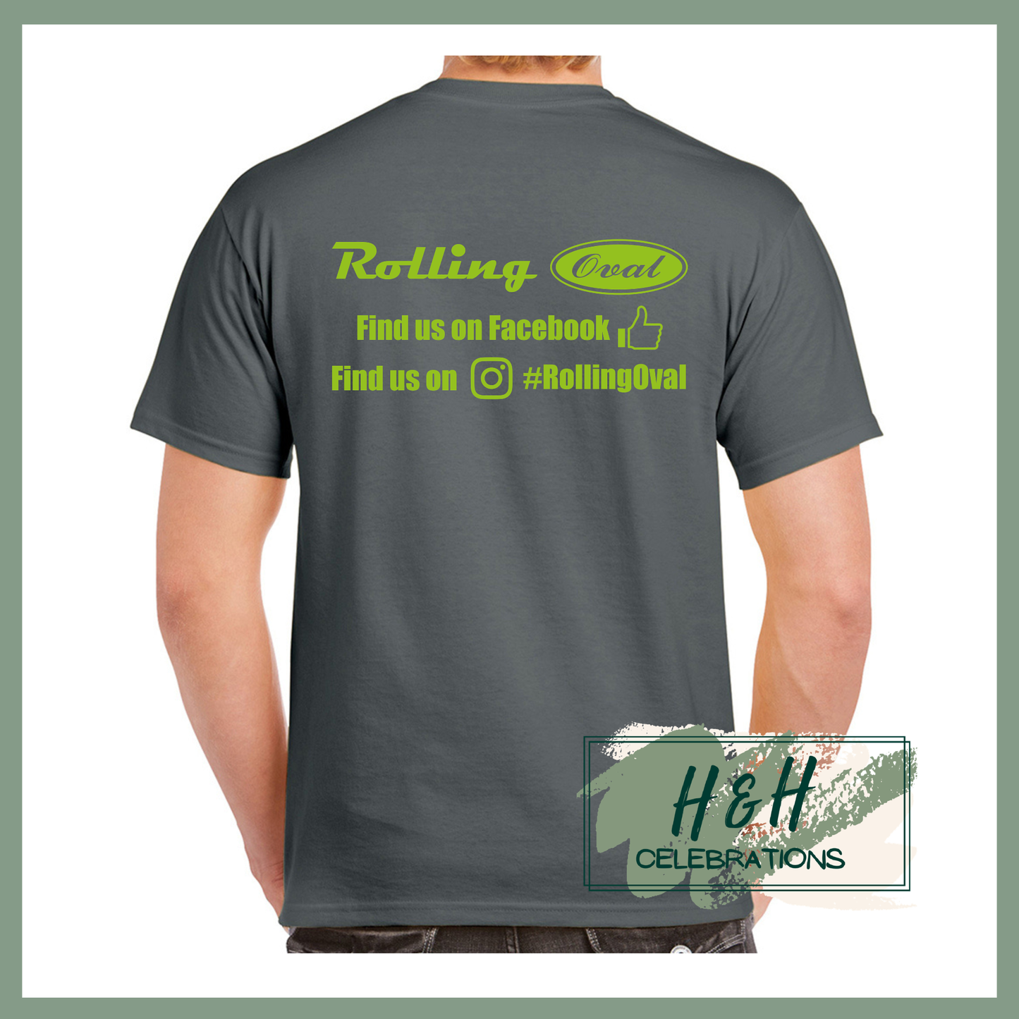 Rolling Oval T-Shirt For Adults - Charcoal