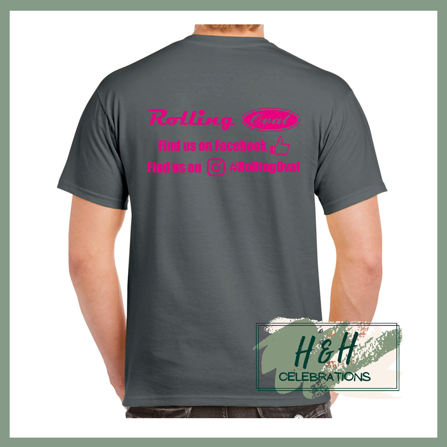 Rolling Oval T-Shirt For Adults - Charcoal