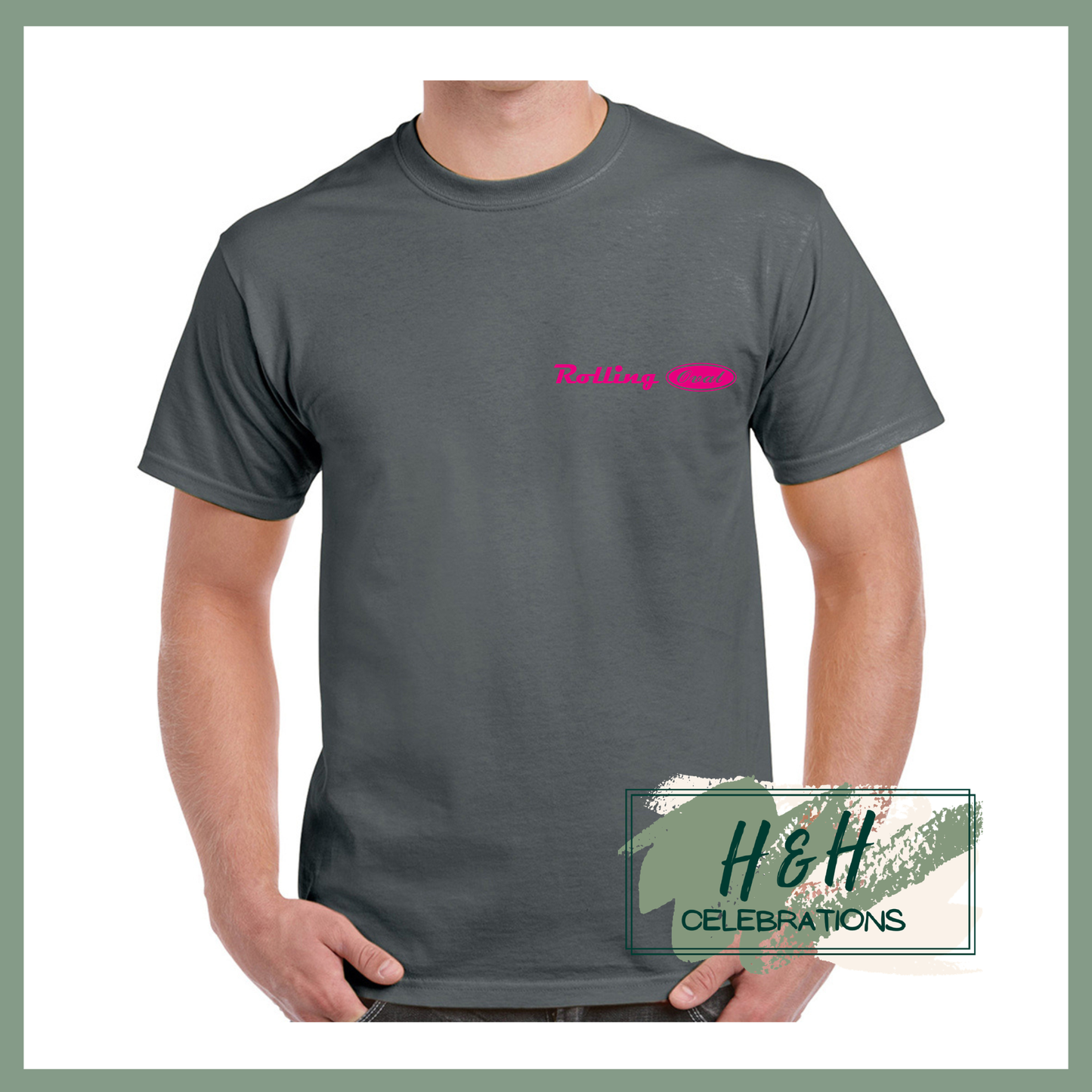 Rolling Oval T-Shirt For Adults - Charcoal