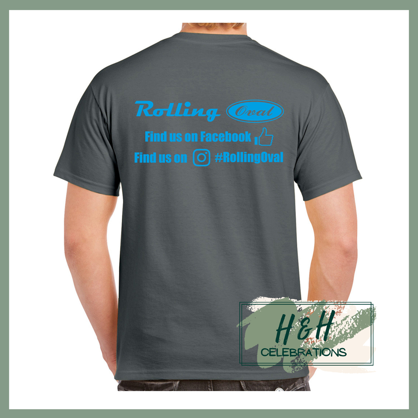 Rolling Oval T-Shirt For Adults - Charcoal