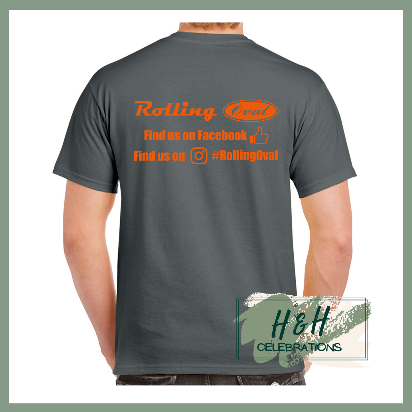 Rolling Oval T-Shirt For Adults - Charcoal