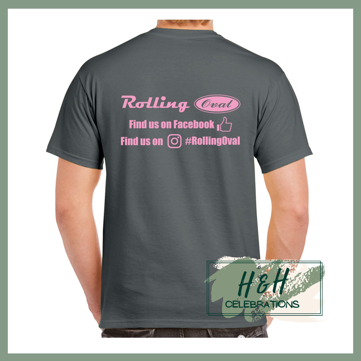 Rolling Oval T-Shirt For Adults - Charcoal