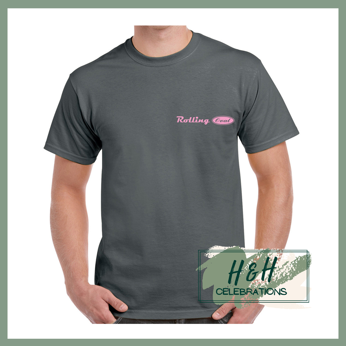Rolling Oval T-Shirt For Adults - Charcoal