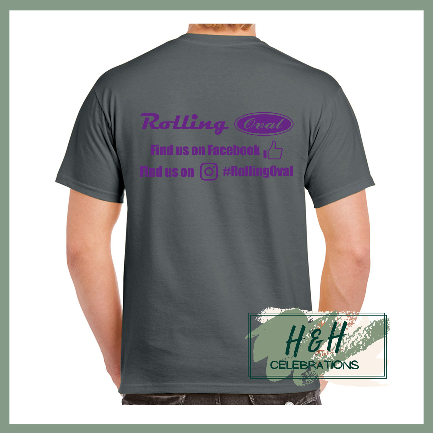 Rolling Oval T-Shirt For Adults - Charcoal