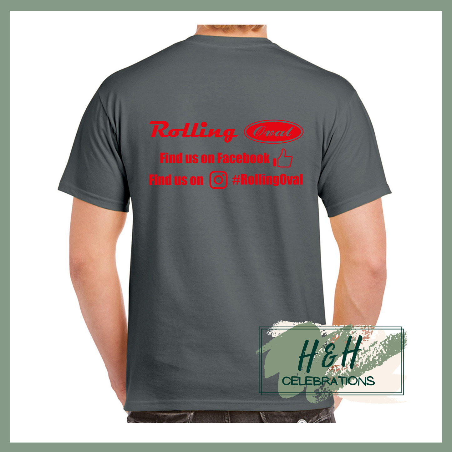 Rolling Oval T-Shirt For Adults - Charcoal