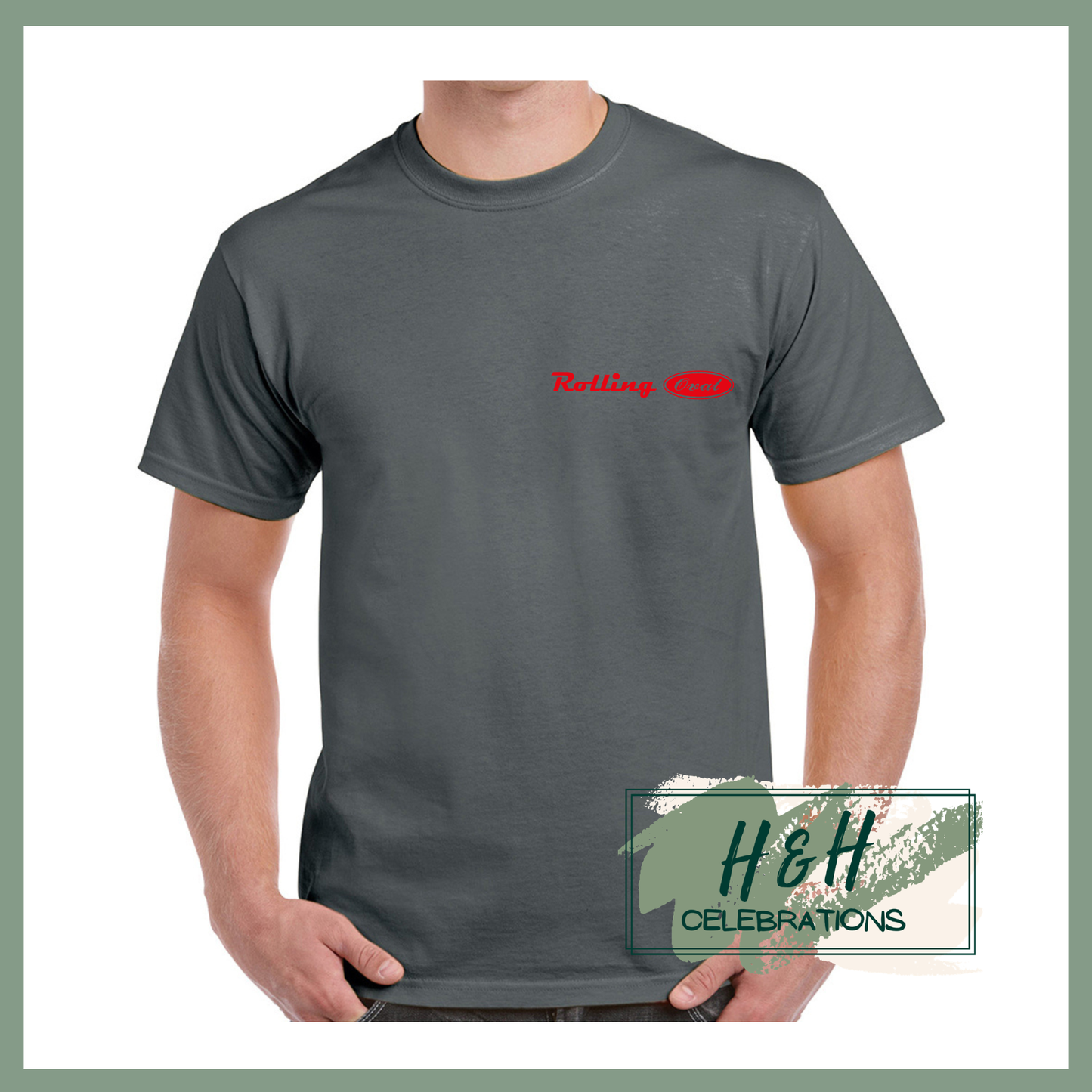 Rolling Oval T-Shirt For Adults - Charcoal