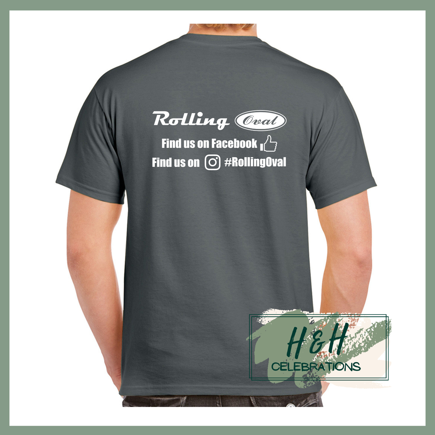 Rolling Oval T-Shirt For Adults - Charcoal
