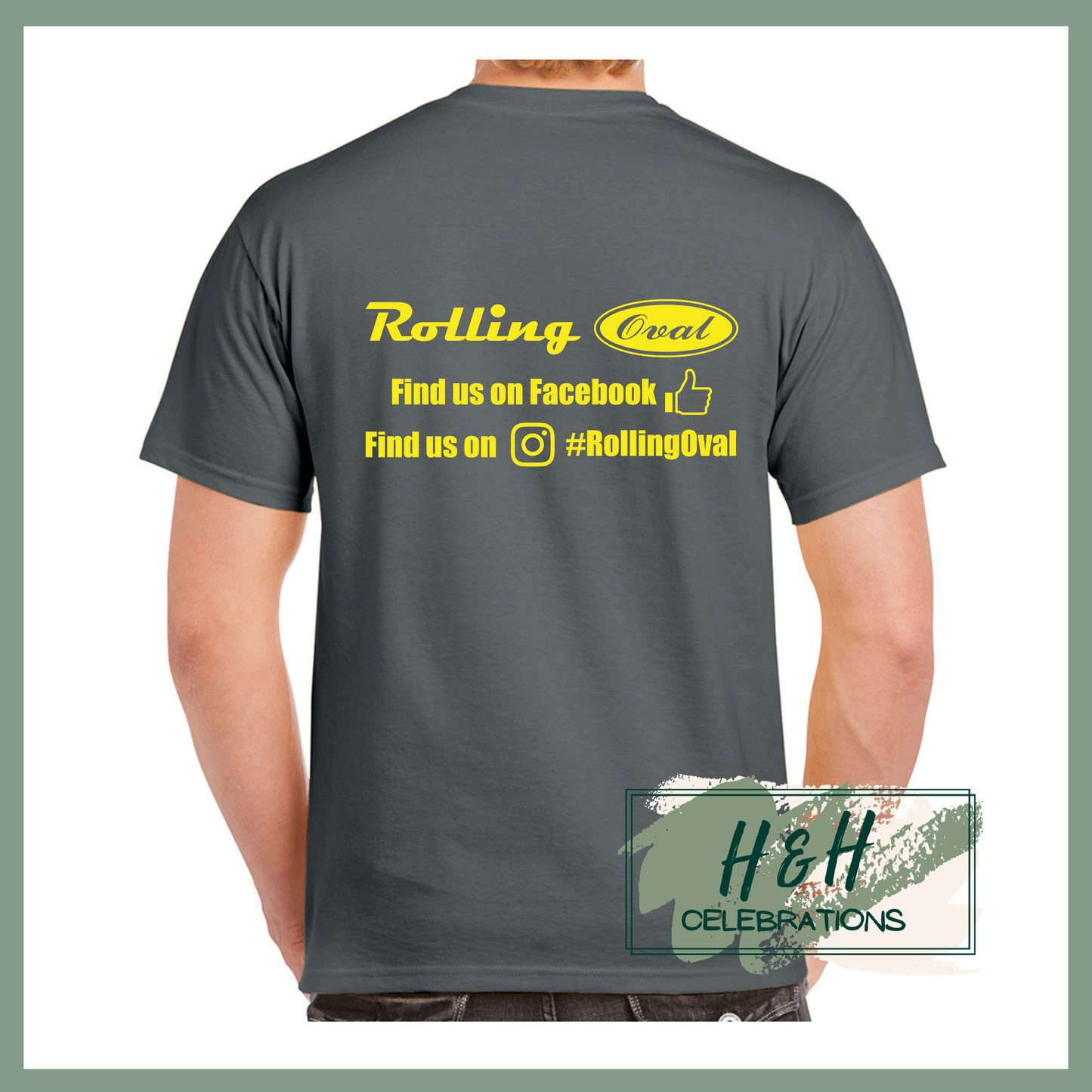Rolling Oval T-Shirt For Adults - Charcoal