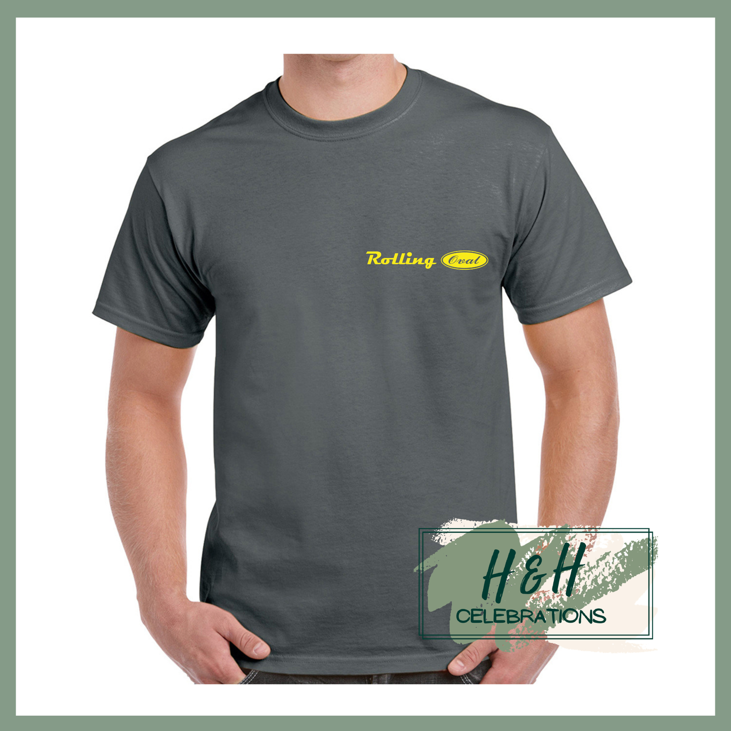 Rolling Oval T-Shirt For Adults - Charcoal