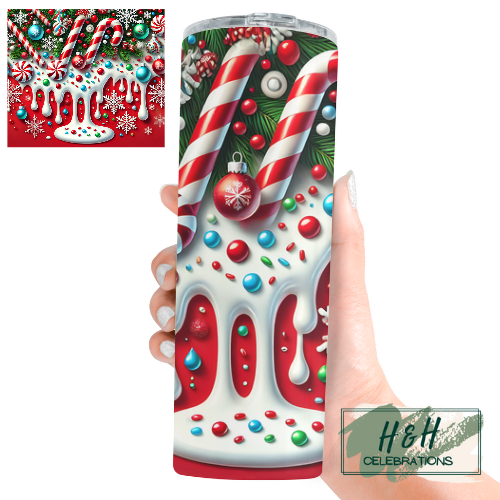 Christmas Candy Cane 20oz Skinny Tumbler