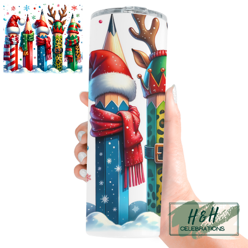 Christmas Pencils 20oz Skinny Tumbler