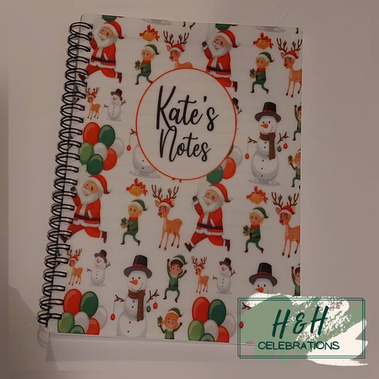 Christmas Santa & Friends Personalised A5 Lined Notepad