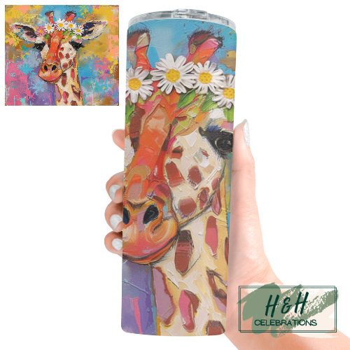 Colourful Giraffe 20oz Skinny Tumbler