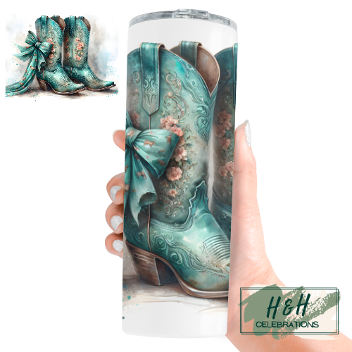 Cowgirl Boots & Bows 20oz Skinny Tumbler