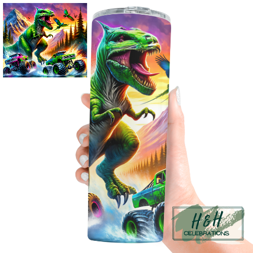Dinosaur Monster Truck 20oz Skinny Tumbler