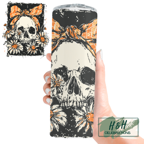 Distressed Skull 20oz Skinny Tumbler