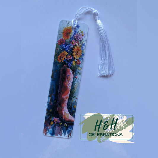 Floral Cowboy Boot Bookmark
