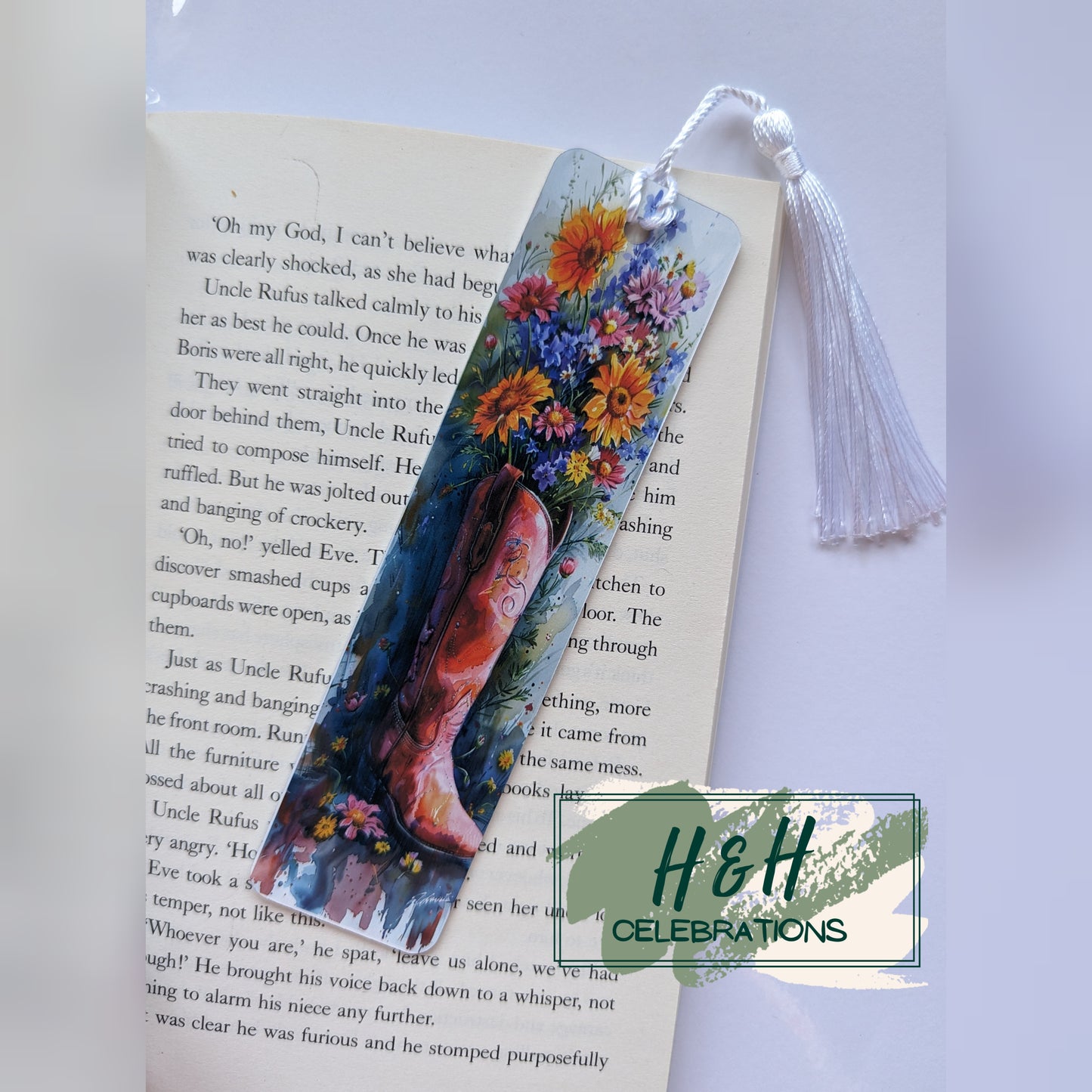 Floral Cowboy Boot Bookmark