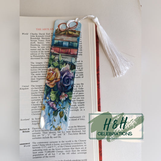 Floral Book Stack Bookmark