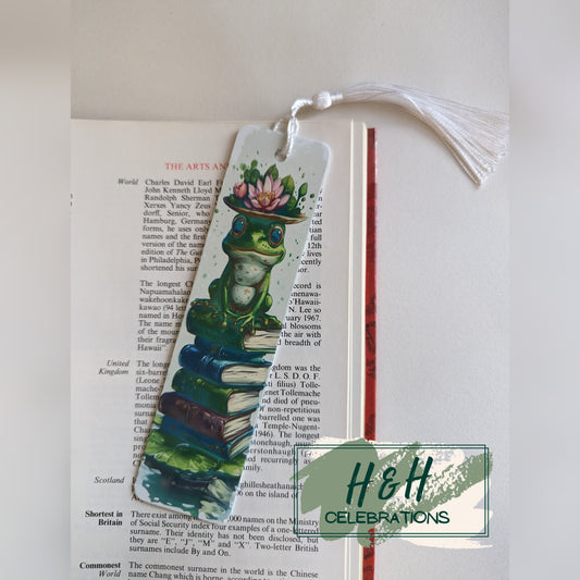 Frog Sitting On Book Stack Bookmark