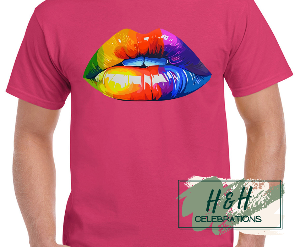 Rainbow Lips Womens T-Shirt - 13 Colours
