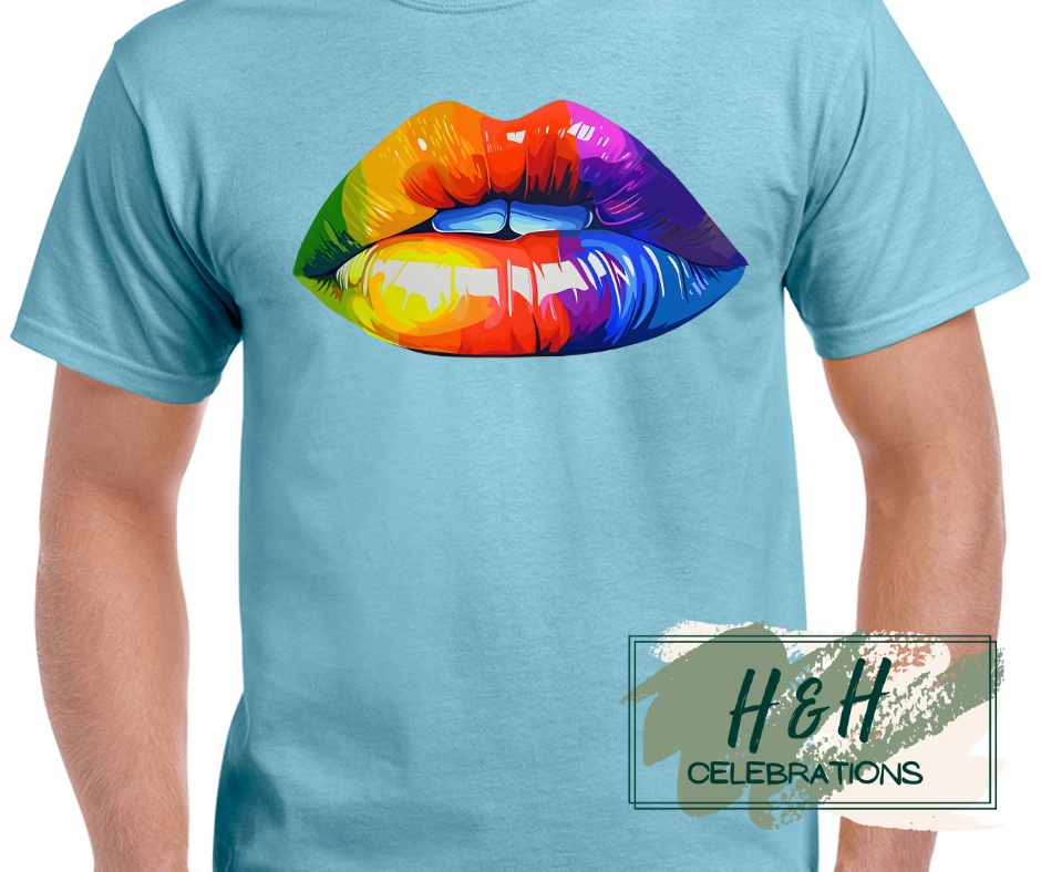 Rainbow Lips Womens T-Shirt - 13 Colours