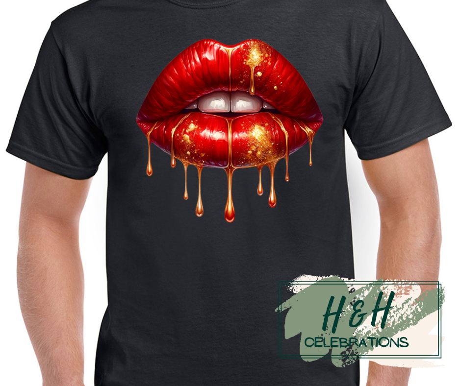 Dripping Red Lips Womens T-Shirt - 13 Colours