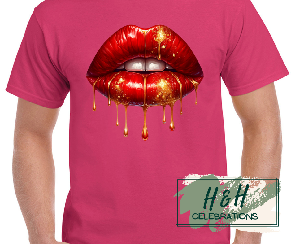 Dripping Red Lips Womens T-Shirt - 13 Colours