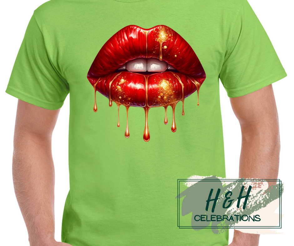 Dripping Red Lips Womens T-Shirt - 13 Colours