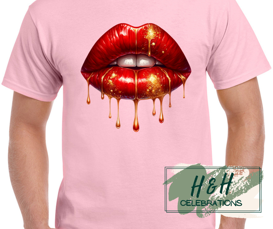 Dripping Red Lips Womens T-Shirt - 13 Colours