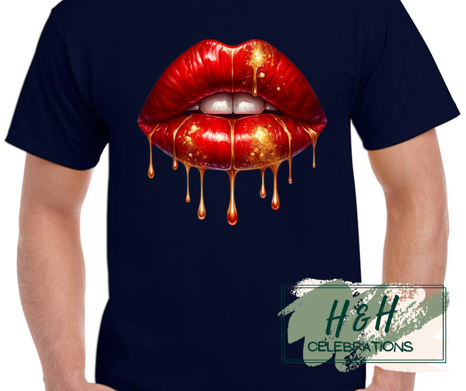 Dripping Red Lips Womens T-Shirt - 13 Colours