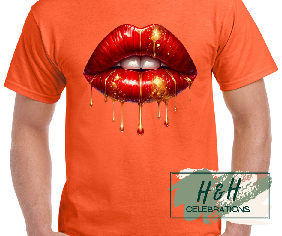 Dripping Red Lips Womens T-Shirt - 13 Colours