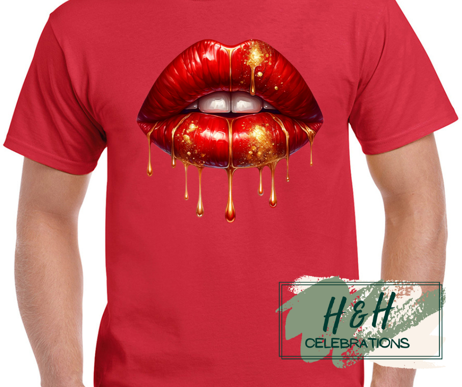 Dripping Red Lips Womens T-Shirt - 13 Colours