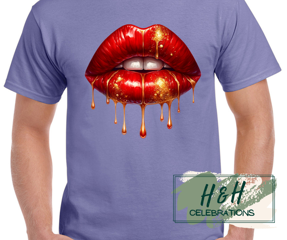 Dripping Red Lips Womens T-Shirt - 13 Colours